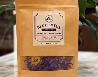 Organic Egyptian Blue Lotus Petals & Stems – Premium Quality Dried Nymphaea Caerulea – Tea – Meditation – 1oz