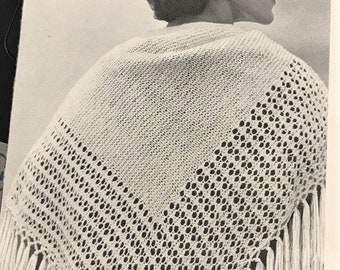 Knit Shawl Pattern, Vintage 1950's