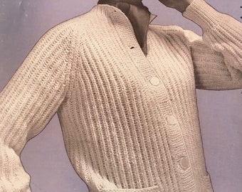 Hand Knit Women's Vintage Cardigan Pattern Style 2610, 1950s