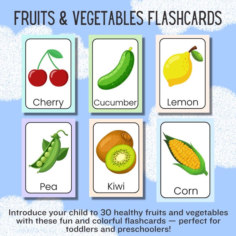 Fruits and Vegetables Flashcards | Fruits Flashcards, Vegetable ...