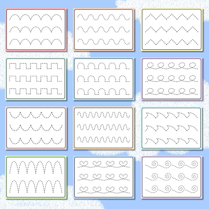 Preschool Line Tracing Cards, Kindergarten Tracing Practice, 30 ...