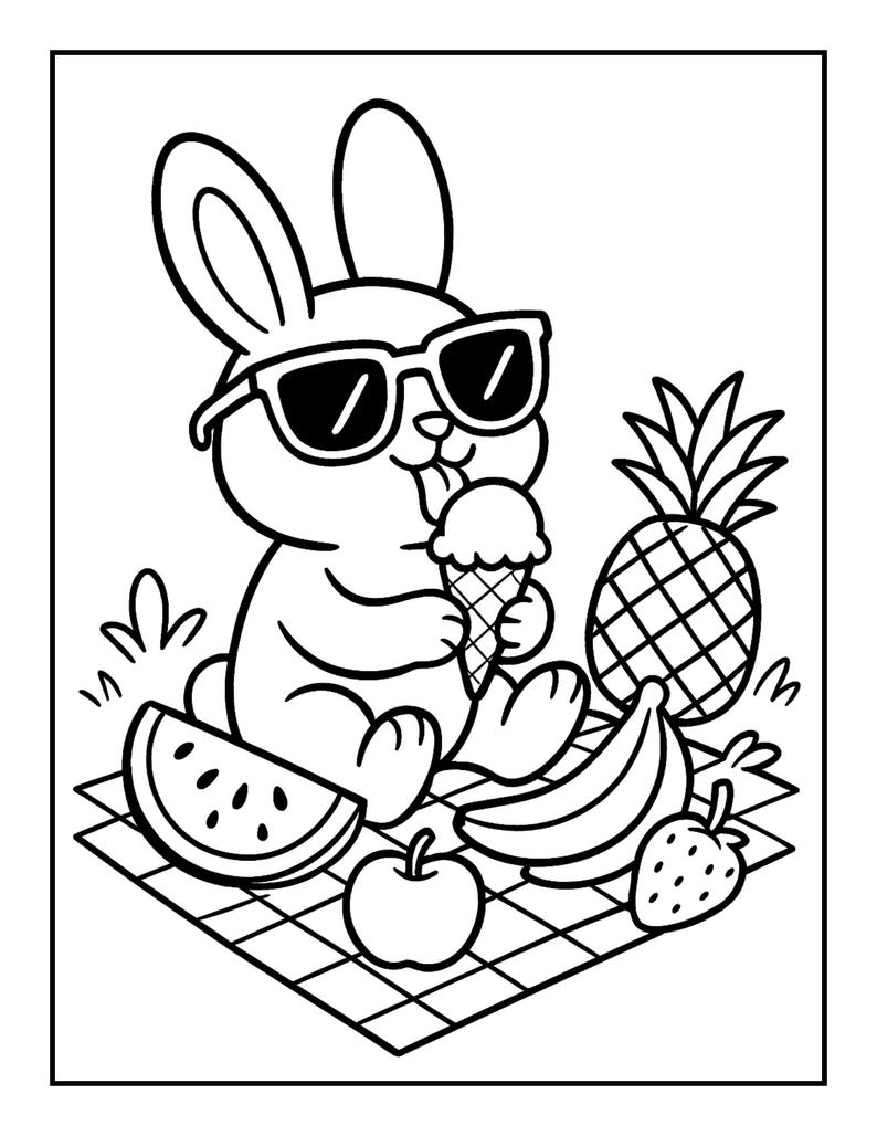 Summer Animals Coloring Book Cozy Summer Animals Illustrations 