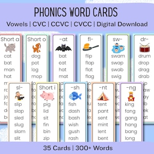 300+ Phonics Flashcards | CVC Words | CCVC Words | CVCC Words | Kindergarten Reading | Learn to read | Practice Reading | Digital Download
