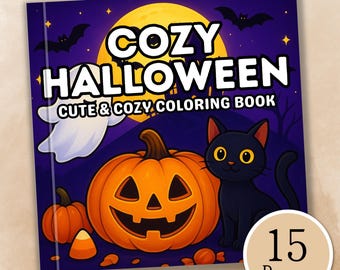 Cozy Halloween Coloring Book – Spooky Illustrations for All, Relaxing Printable Coloring Pages, Cozy Coloring Pages (Digital Download)