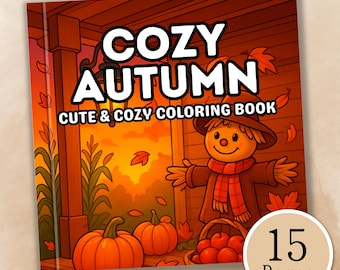 Gemütliches Herbst Malbuch - Entspannendes Herbst Malbuch, Herbst Malbuch für Erwachsene und Kinder (Digitaler Download)