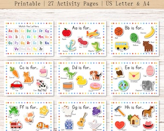 Alphabet Matching Busy Book, Quiet Book for Kids, Preschool Learning Binder, Homeschool Digital Resource, Preschool & Kindergarten Printable