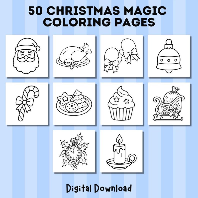 Simple Christmas Coloring Page, Relaxing Printable Coloring Pages for ...
