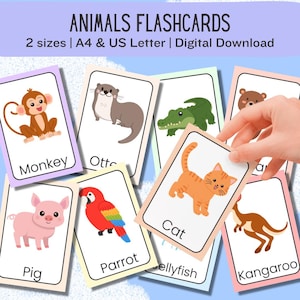 50 Animals Flashcards | Printable Flashcards | Preschool Flashcards | Toddler Flashcards | Educational Cards | Homeschool | Digital Download