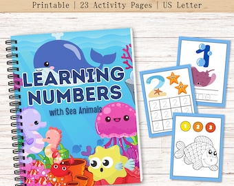 Learning Numbers Book – Number Tracing, Counting and Coloring, Kindergarten Numbers, Preschool Math & Counting Practice, Number Activity PDF