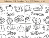 Preschool Coloring Pages, Learning Colors for Toddlers, Coloring Worksheets, Colors Coloring Sheet, Color Recognition, 11 Color Learning