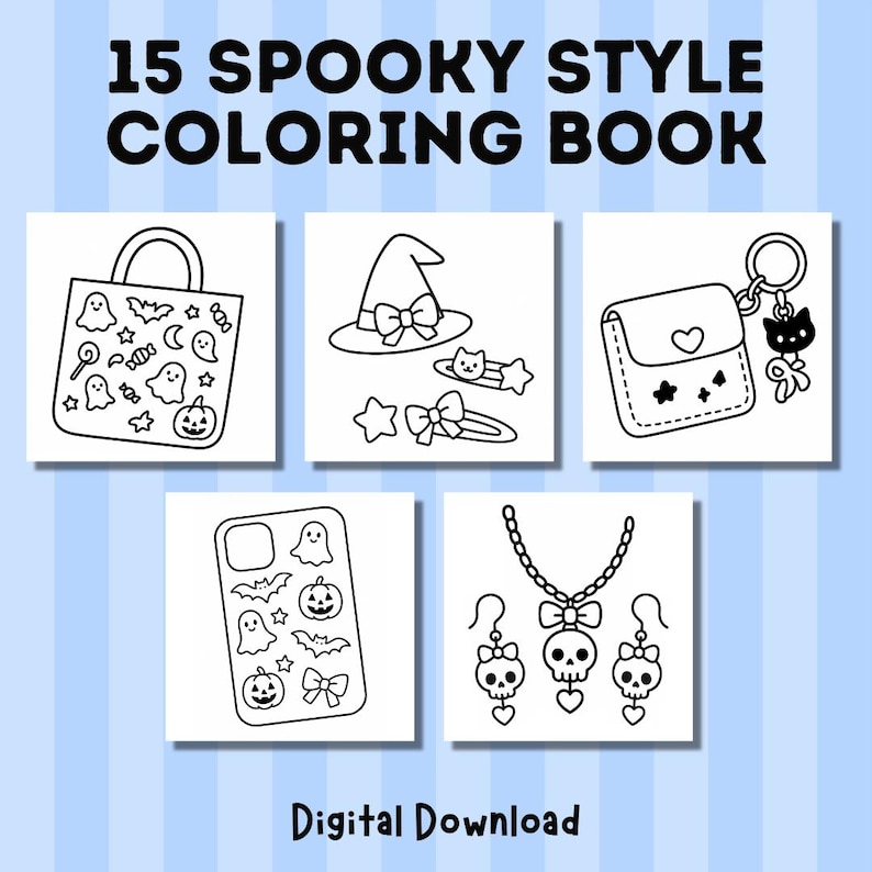 Spooky Style Coloring Book, Cute Halloween Aesthetic Coloring Pages ...
