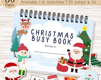 Christmas Busy Book Printable, Toddler Learning Binder, Preschool Christmas Activities, Montessori Holiday Binder, Christmas Kids Activity