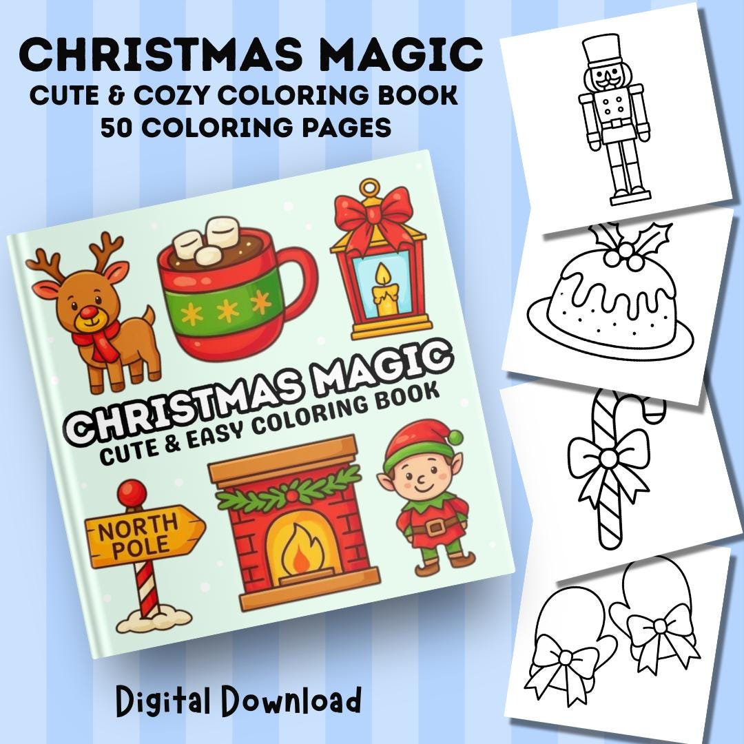 Simple Christmas Coloring Page, Relaxing Printable Coloring Pages for ...