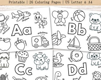Alphabet Coloring Pages, Preschool Coloring Pages, Homeschool Alphabet Worksheet, ABC Coloring Pages, Preschool Printable Worksheet, PDF