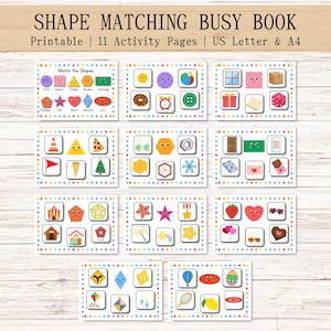 Shapes Matching Busy Book, Quiet Book for Kids, Preschool Learning Binder, Homeschool Digital Resource, Preschool & Kindergarten Printable