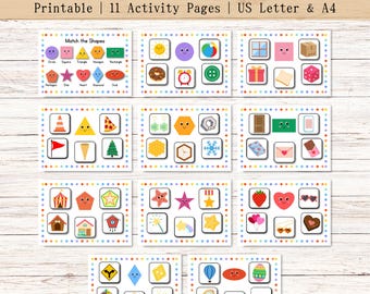 Shapes Matching Busy Book, Quiet Book for Kids, Preschool Learning Binder, Homeschool Digital Resource, Preschool & Kindergarten Printable