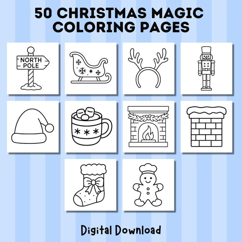 Simple Christmas Coloring Page, Relaxing Printable Coloring Pages for ...