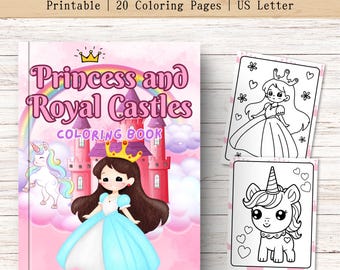 Libro para colorear de princesas y castillos reales – Dibujos para colorear de princesas, Dibujos para colorear para niños, Libro de actividades de princesas, Dibujos para colorear de princesas