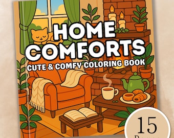 Home Comforts Malbuch - Gemütliches Haus Szenen, entspannende druckbare Malvorlagen für alle, gemütliche Malseiten, gemütliches Haus Färbung zum Ausdrucken