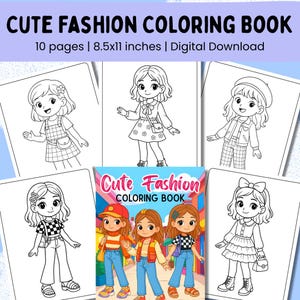 Cute Fashion Coloring Book for Girls | 10 Cute and Stylish Outfits Coloring Pages | Fashion Vibes | Girl Fashion Coloring | Digital Download