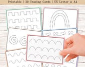 Preschool Line Tracing Cards, Kindergarten Tracing Practice, 30 Printable Pre-Writing Practice for Toddlers, Preschool Tracing Practice, PDF