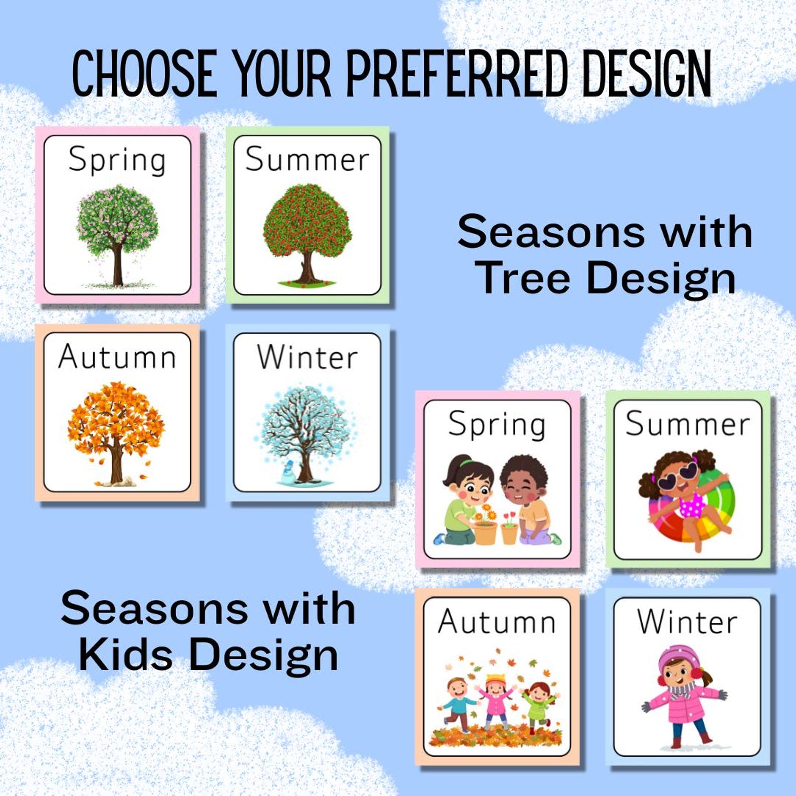 Seasons Flashcards for Kids – Spring, Summer, Autumn and Winter ...