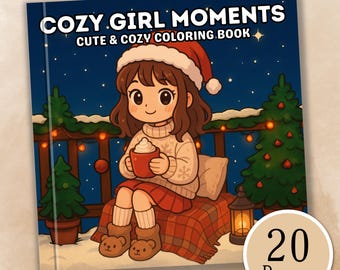 Cozy Girl Moments Coloring Book, Christmas Hygge Coloring Pages, Cozy Moments Coloring, Relaxing Printable Coloring Pages  for Kids & Adults