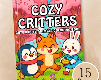 Cozy Critters Coloring Book – Woodland Animals, Printable Cozy Coloring Pages for Kids & Adults, Stress Relief and Seasonal Activity