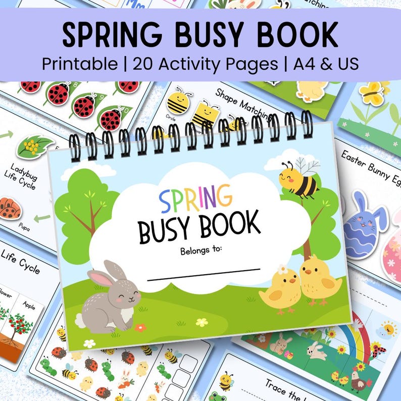 Spring Busy Book, Toddler Learning Binder, Spring Activity Printables ...