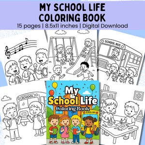 My School Life Coloring Book | Back to School Coloring Pages | School Coloring Pages | Back to School Activity | Preschool, Digital Download