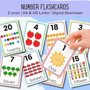 Number Flashcards 1-20 Toddlers & Preschool | Educational Cards | Counting Cards | Counting Activity, Preschool Activity | Digital Download