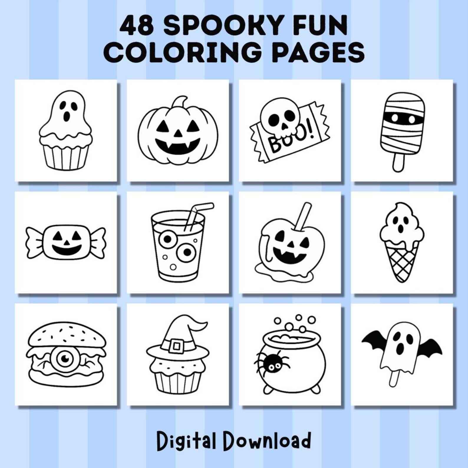 Spooky Fun Coloring Book – Simple Halloween Coloring Pages, Printable ...