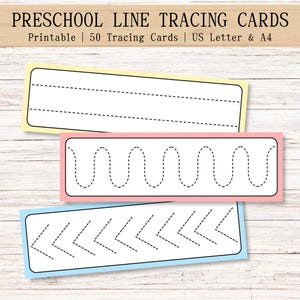 Preschool Line Tracing Cards, Kindergarten Tracing Practice, 50 Printable Pre-Writing Practice for Toddlers, Preschool Tracing Practice, PDF