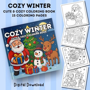 Cozy Winter Coloring Book – Relaxing Winter Illustrations, Relaxing Printable Coloring Pages  for Kids & Adults (Digital Download)