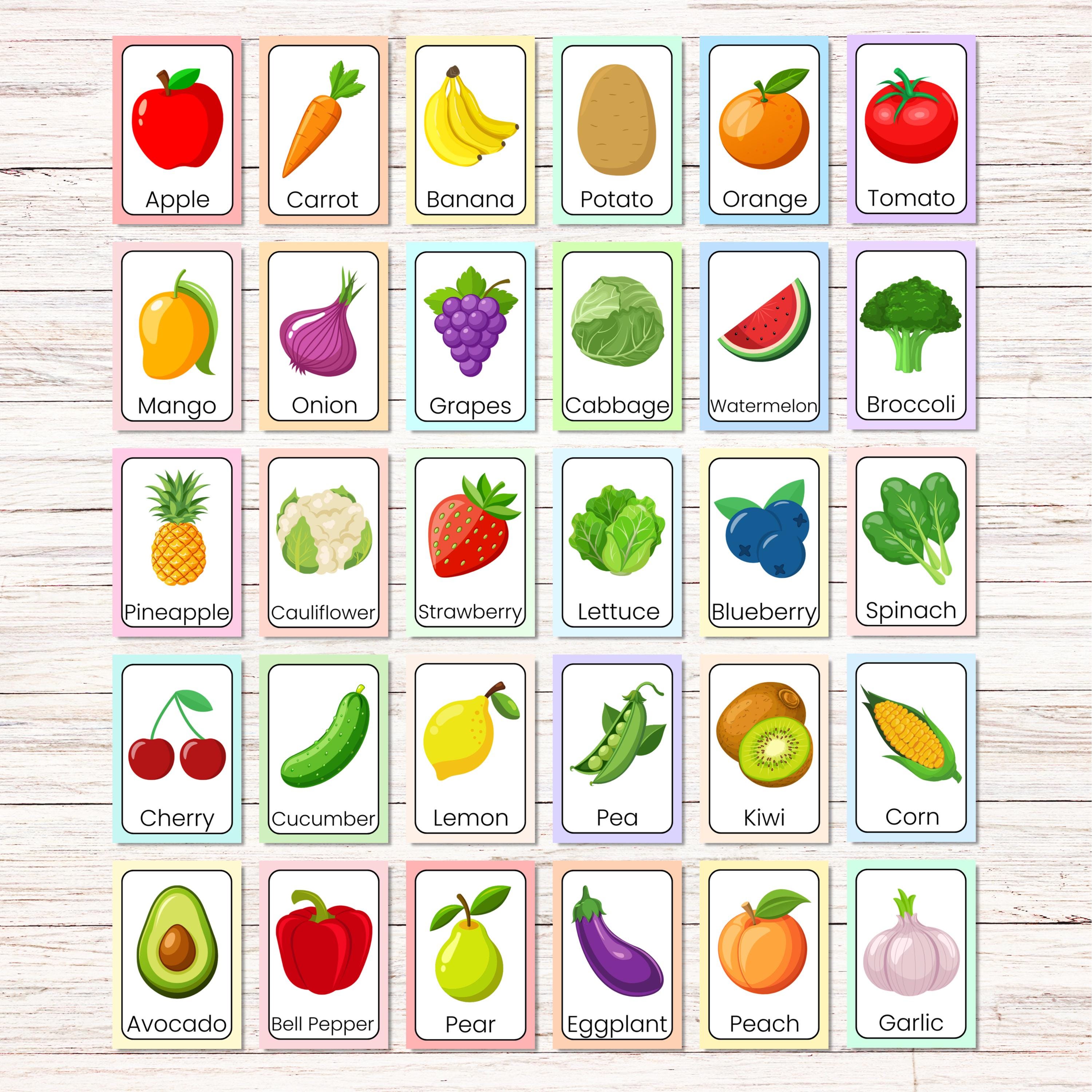 Fruits and Vegetables Flashcards for Kids – Printable Learning Cards ...