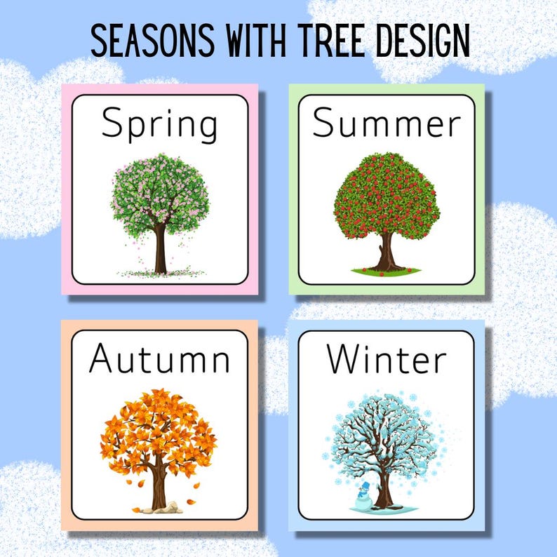 Seasons Flashcards for Kids – Spring, Summer, Autumn and Winter ...