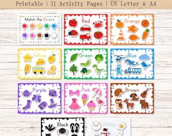 Color Matching Busy Book, Printable Matching Activity Preschool & Kindergarten, Toddlers First Busy Binder Activities, Fun Homeschool Binder