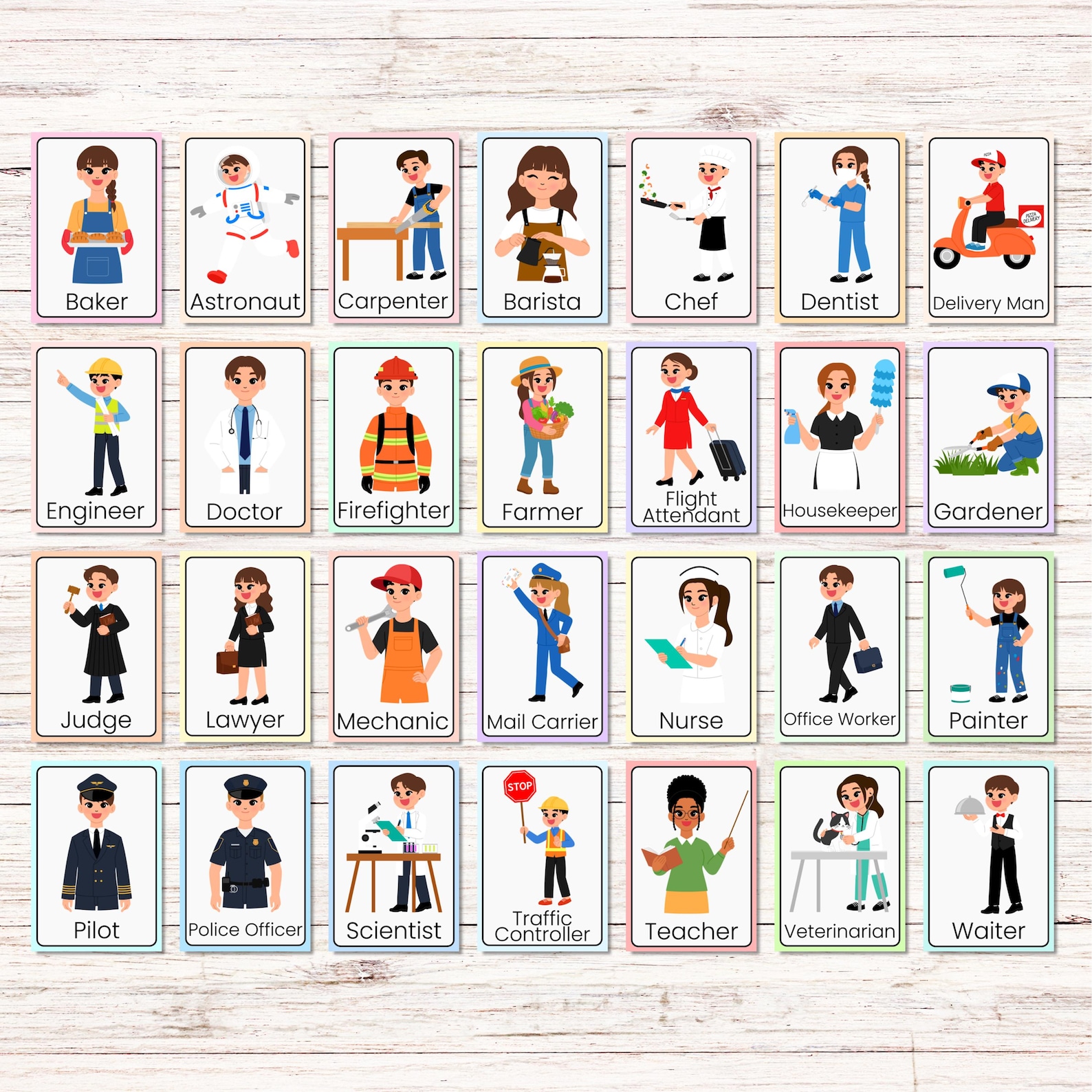 Community Helpers Flashcards for Kids – Printable Professions Learning ...