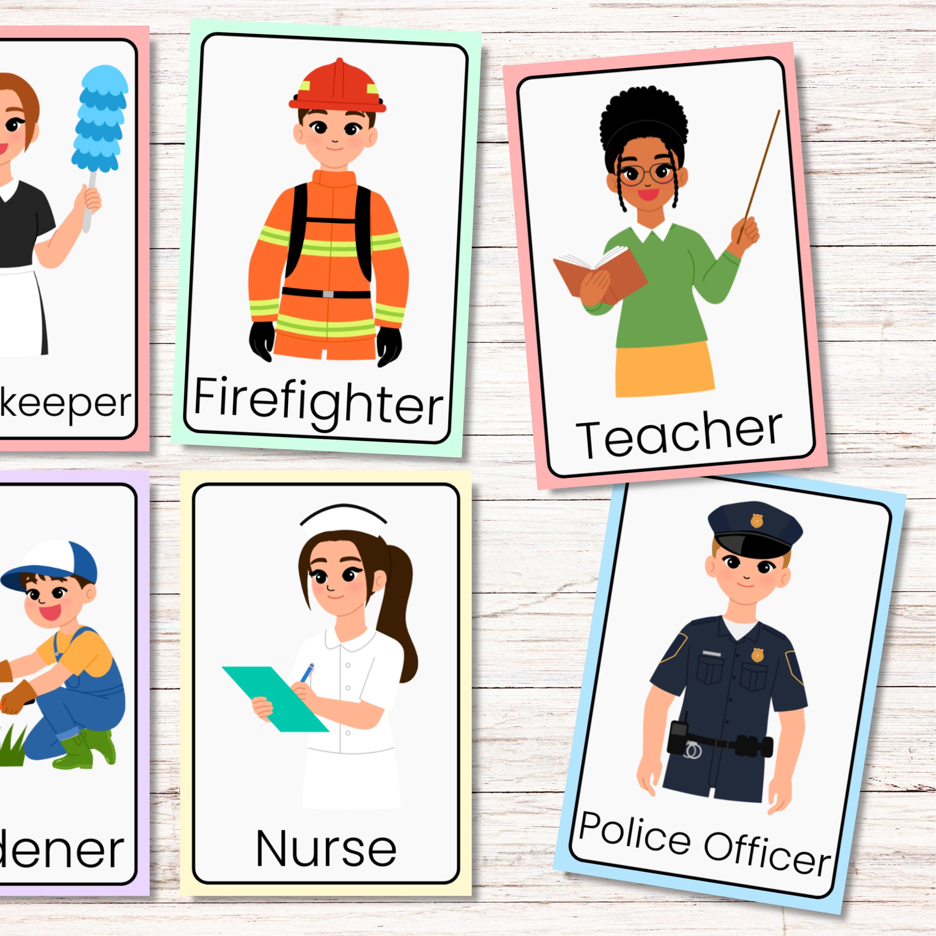Community Helpers Flashcards for Kids – Printable Professions Learning ...