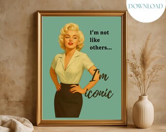 Vintage Pin-Up Girl Poster: Retro Feminist Art, Gen Z Dorm Decor (Digital Download)