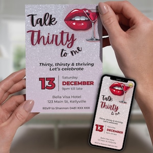 Talk Thirty to Me Invitation | Editable 30th Birthday Invite Digital Download | 30th Birthday Party Template | Dirty Thirties