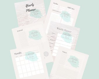 Printable Planner, monthly, weekly, meal plans, journal, self care