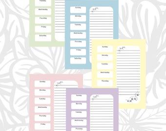 Weekly Organizer - Printable - Spring colors - Days - Lists