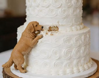 Décoration de gâteau personnalisée pour mariés et chiens, figurine personnalisée de mariage pour animal de compagnie, sculpture en céramique souple