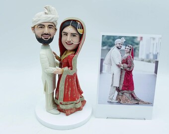 Cabezones personalizados para recién casados: adornos para tartas de boda personalizados