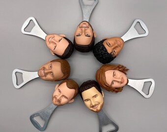 Abridor de botellas con cabeza personalizada, regalo personalizado para padrinos de boda