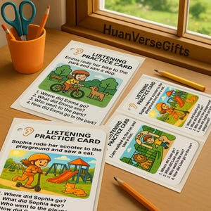 Free Listening Practice Card | Try Me Pack – 8 Cards by Email