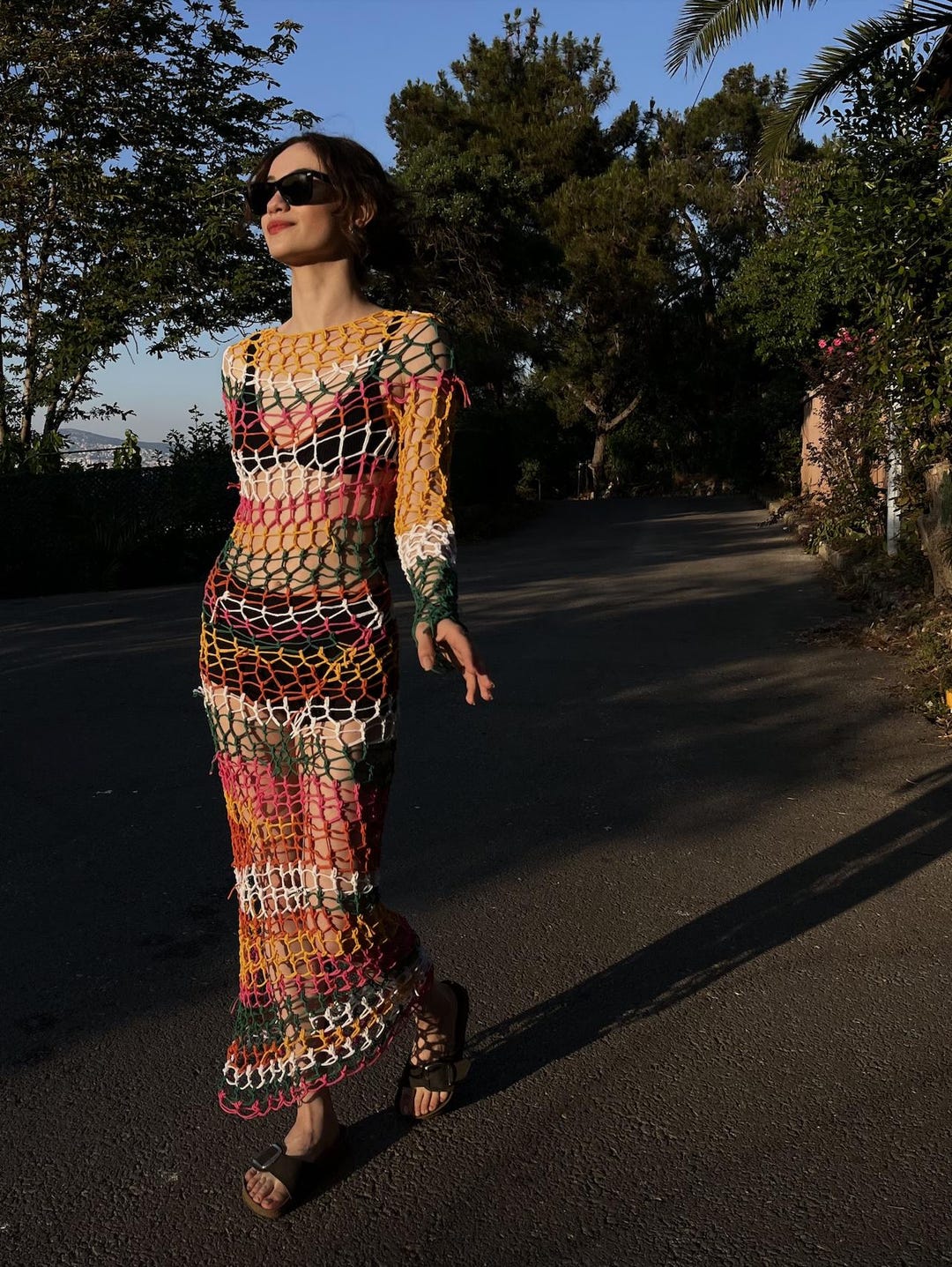 Boho Crochet Maxi Dress: Colorful Handmade Beach Cover-up - Etsy Israel