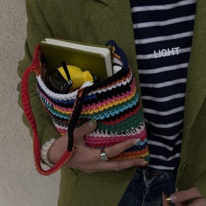 Crochet Shoulder Bag: Boho Cotton Handmade Purse image 6