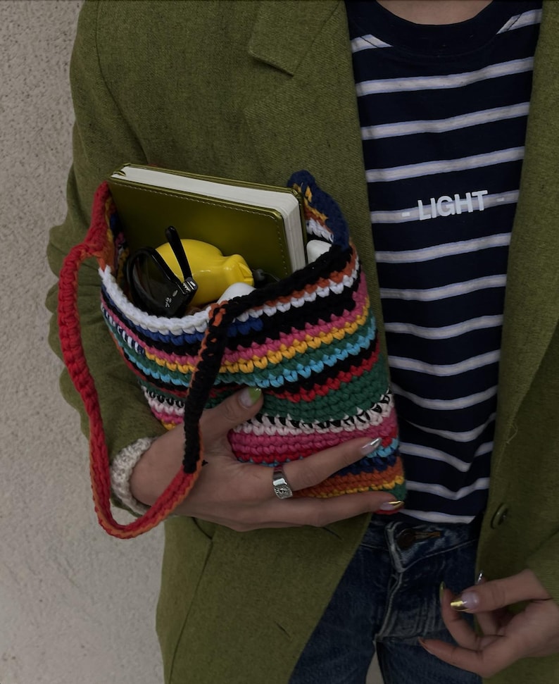 Crochet Shoulder Bag: Boho Cotton Handmade Purse image 6